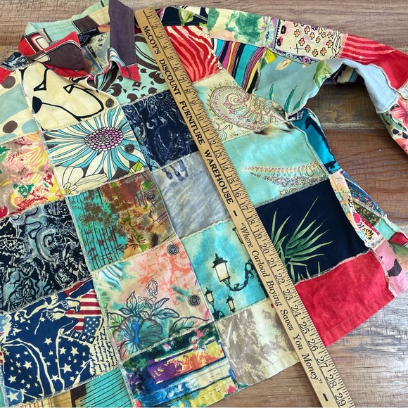 Colorful Patchwork Jean Jacket - Picture 6 of 10